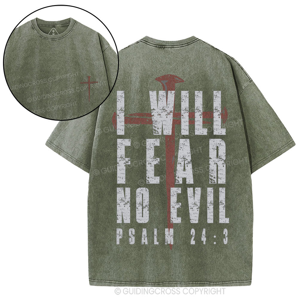 I Will Fear No Evil Christian Washed T-Shirt