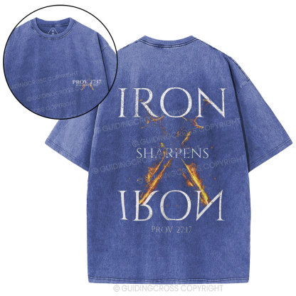 Iron Sharpens Iron Christian Washed T-Shirt