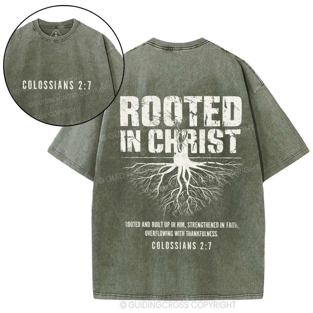 Rooted In Christ Christian Washed T-Shirt
