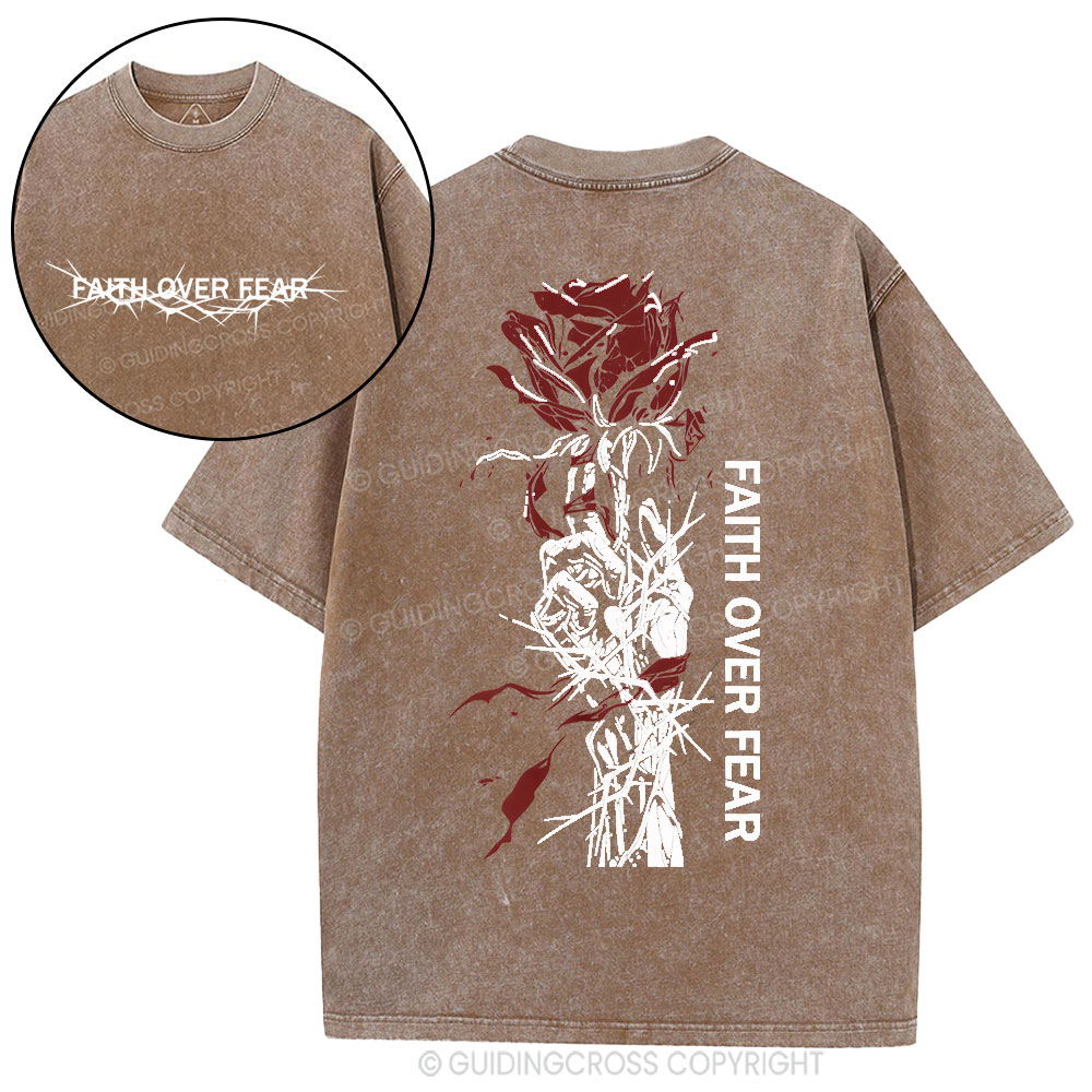Faith Over Fear Christian Washed T-Shirt