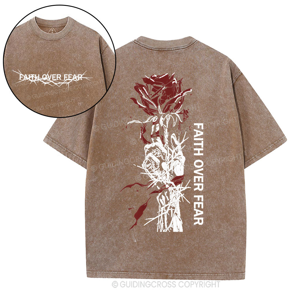 Faith Over Fear Christian Washed T-Shirt