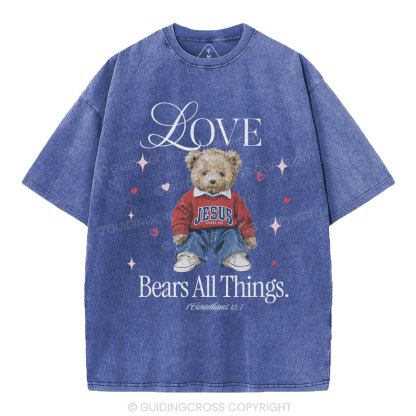 Love Bears All Things New Christian Washed T-Shirt