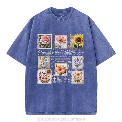 Consider The Wildflowers Christian Washed T-Shirt