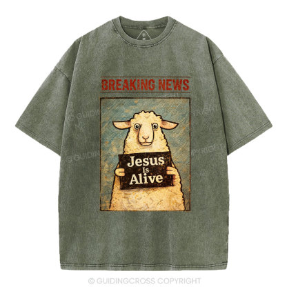 Jesus Is Alive Christian Washed T-Shirt