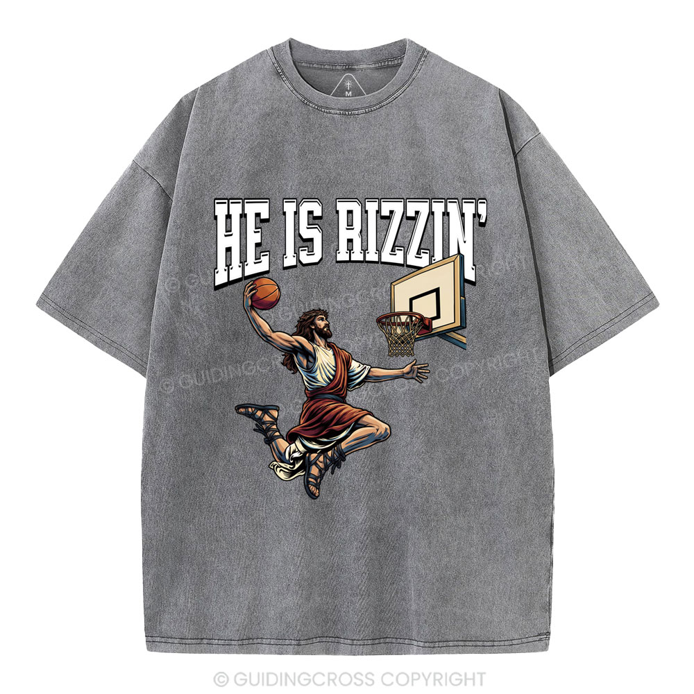 He Is Rizzen' Christian Washed T-Shirt