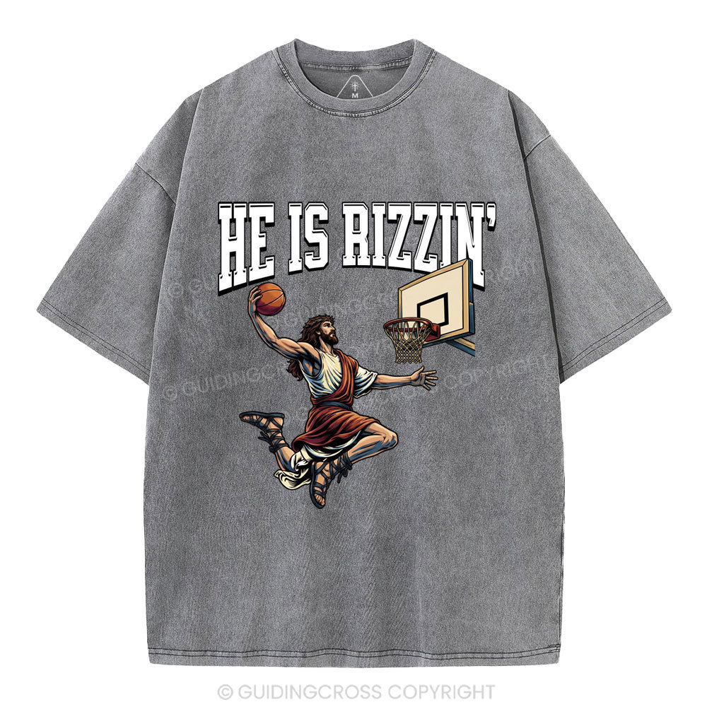 He Is Rizzen' Christian Washed T-Shirt