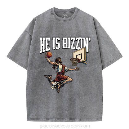 He Is Rizzen' Christian Washed T-Shirt