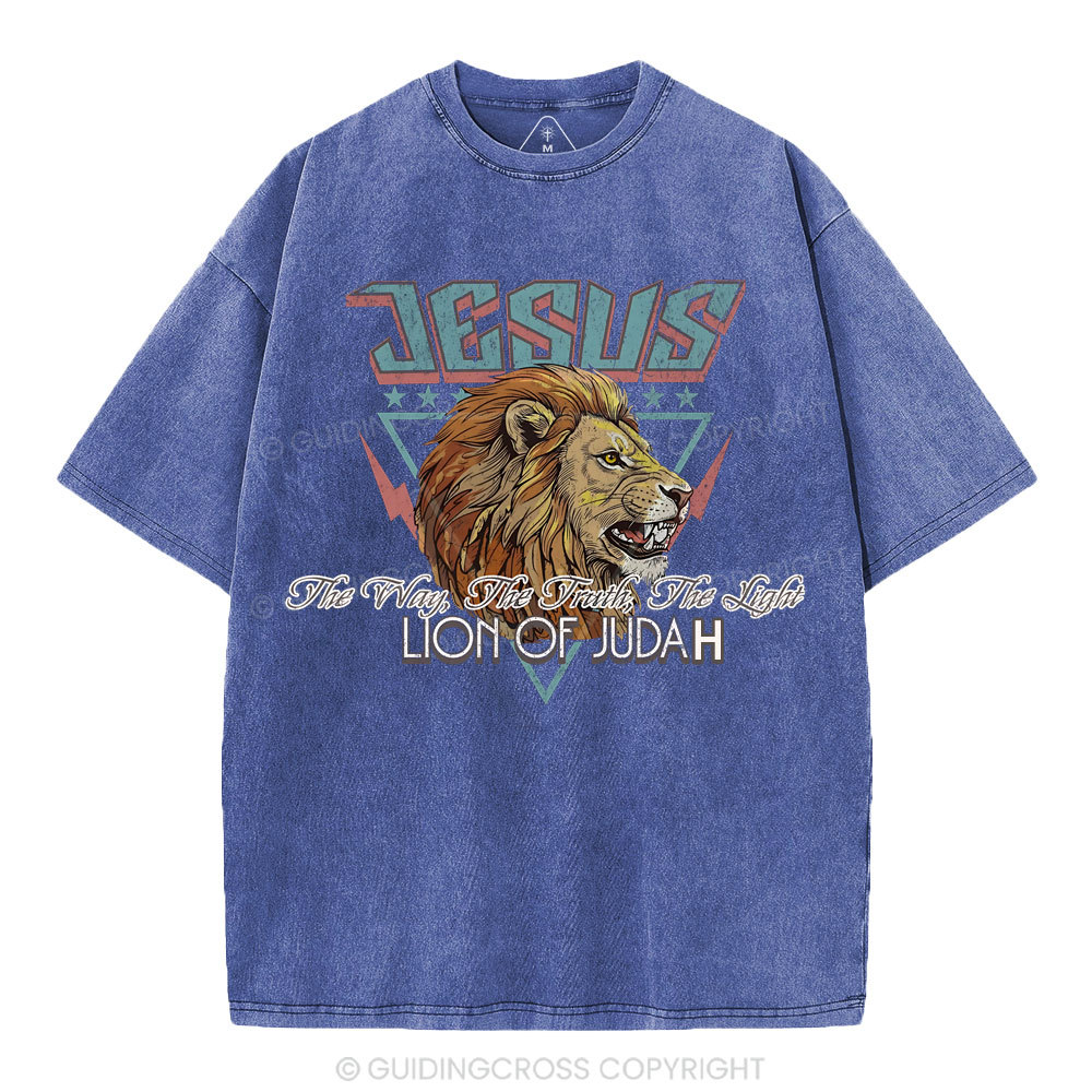 Jesus Lion Of Juda Christian Washed T-Shirt
