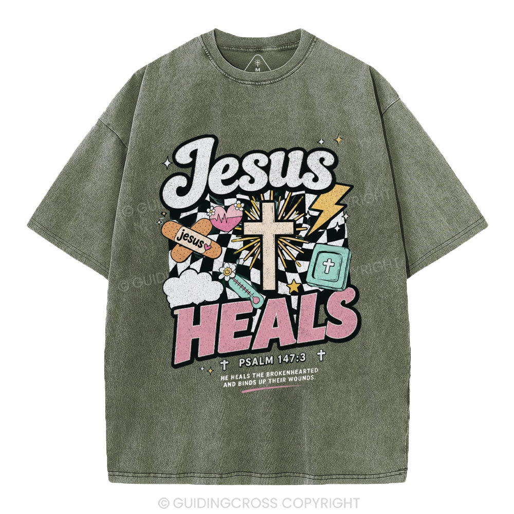 Jesus Heals Christian Washed T-Shirt
