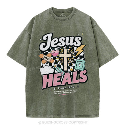 Jesus Heals Christian Washed T-Shirt