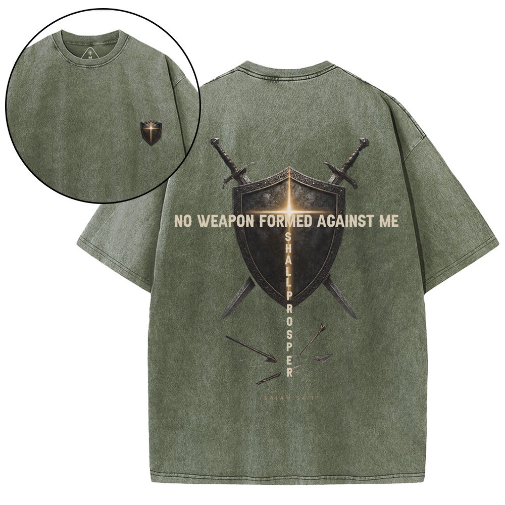 No Weapon Against Me Christian Washed T-Shirt