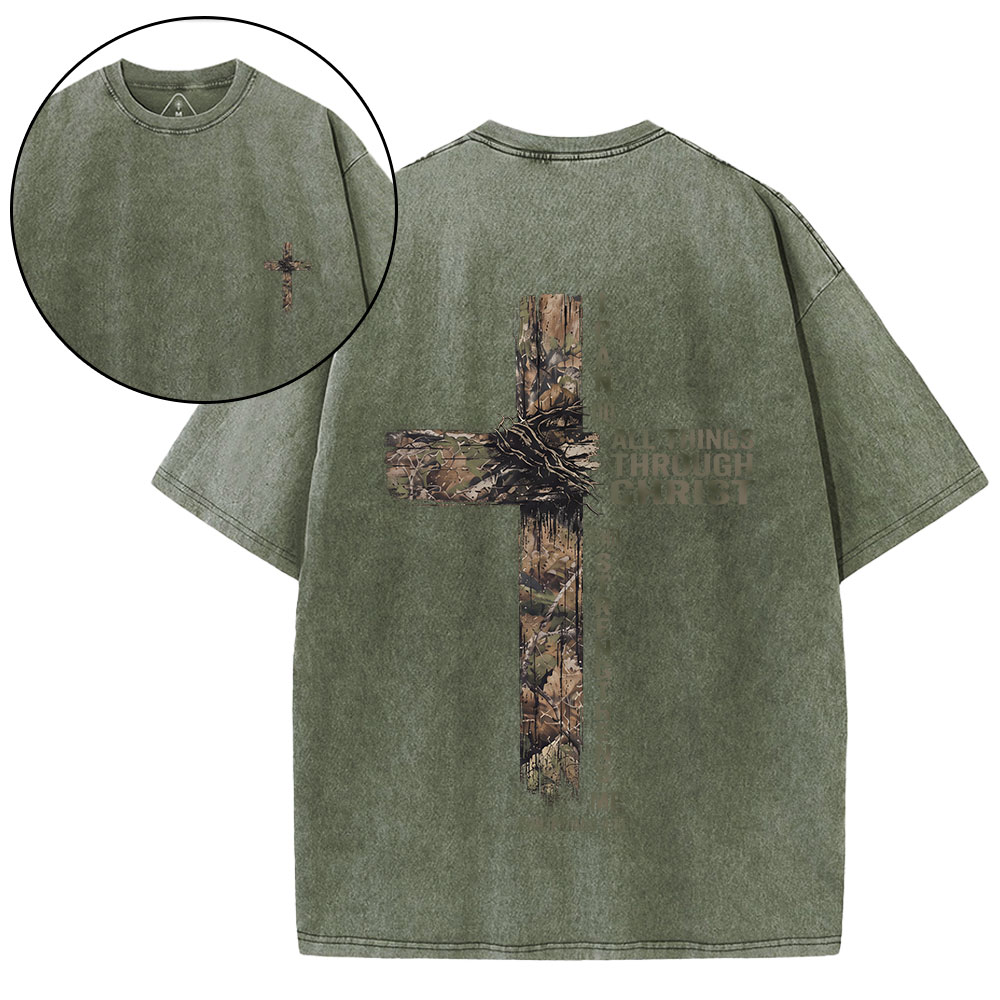 I Can Do All Things With Christ Christian Washed T-Shirt