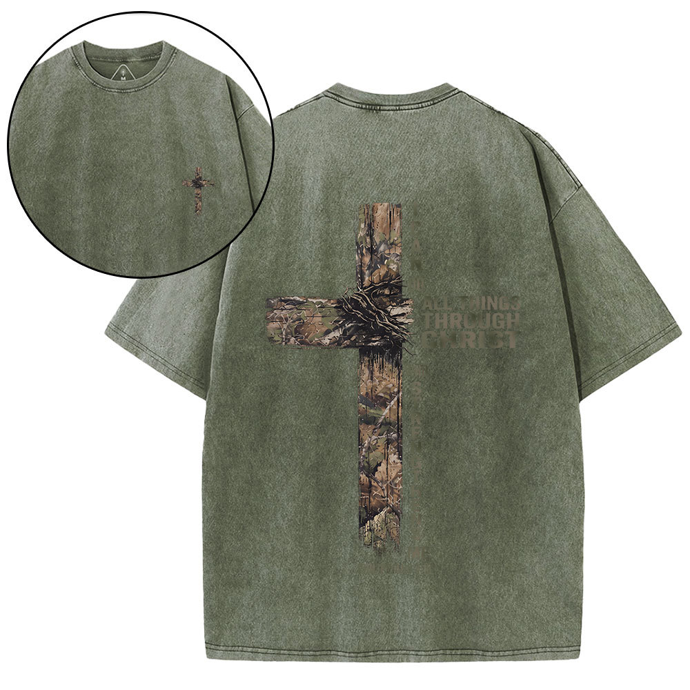 I Can Do All Things With Christ Christian Washed T-Shirt