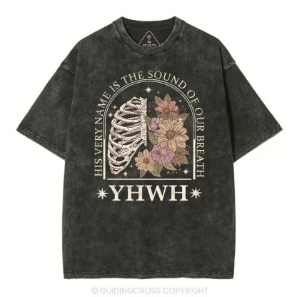 YHWH Boho Floral Lung Christian Washed T-Shirt