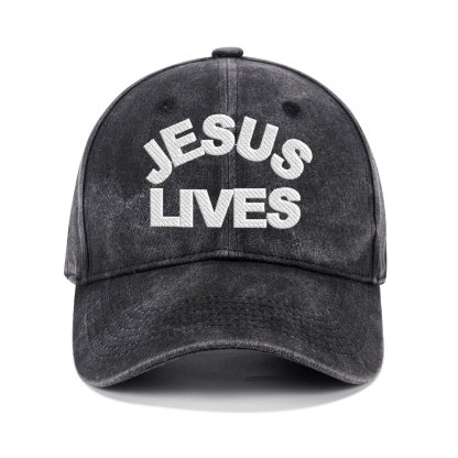 Jesus Lives Christian Washed Hat