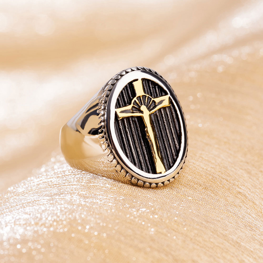 Minimalist Fashion Design Jesus Cross Ring