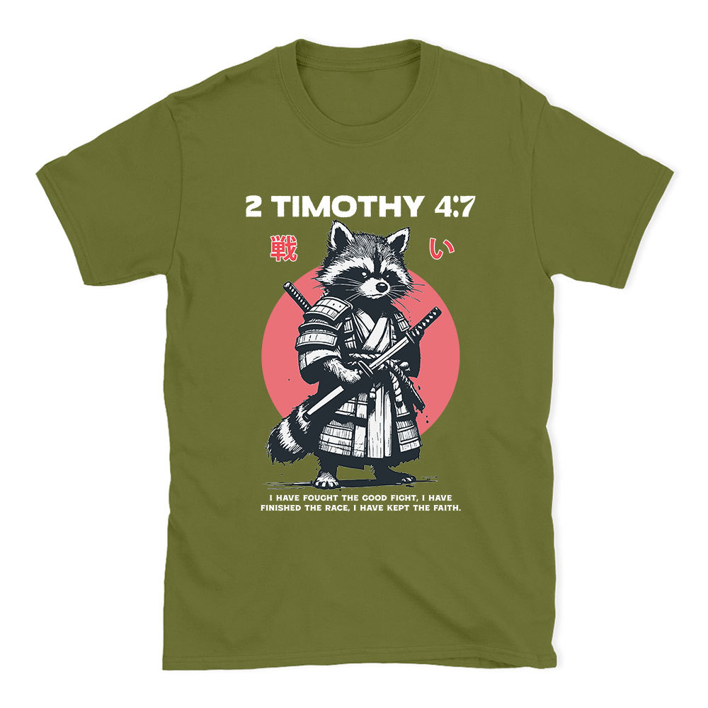 Fought The Good Fight Raccoon Christian T-Shirt