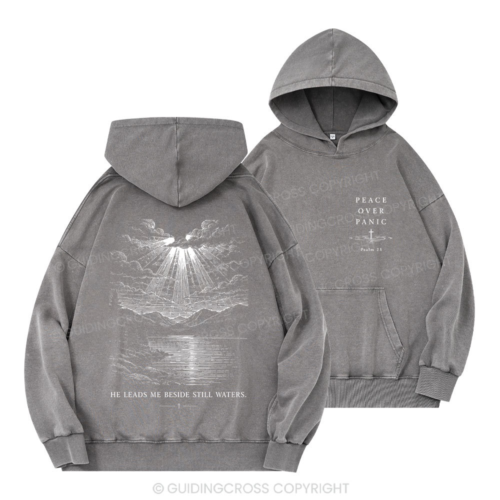 Peace Over Panic Christian Washed Hoodie