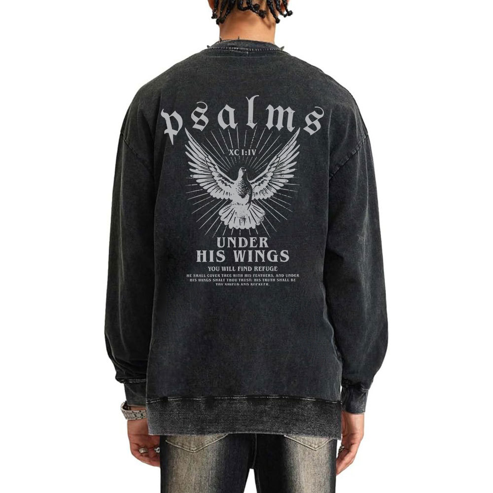 Under His Wings Christian Washed Sweatshirt