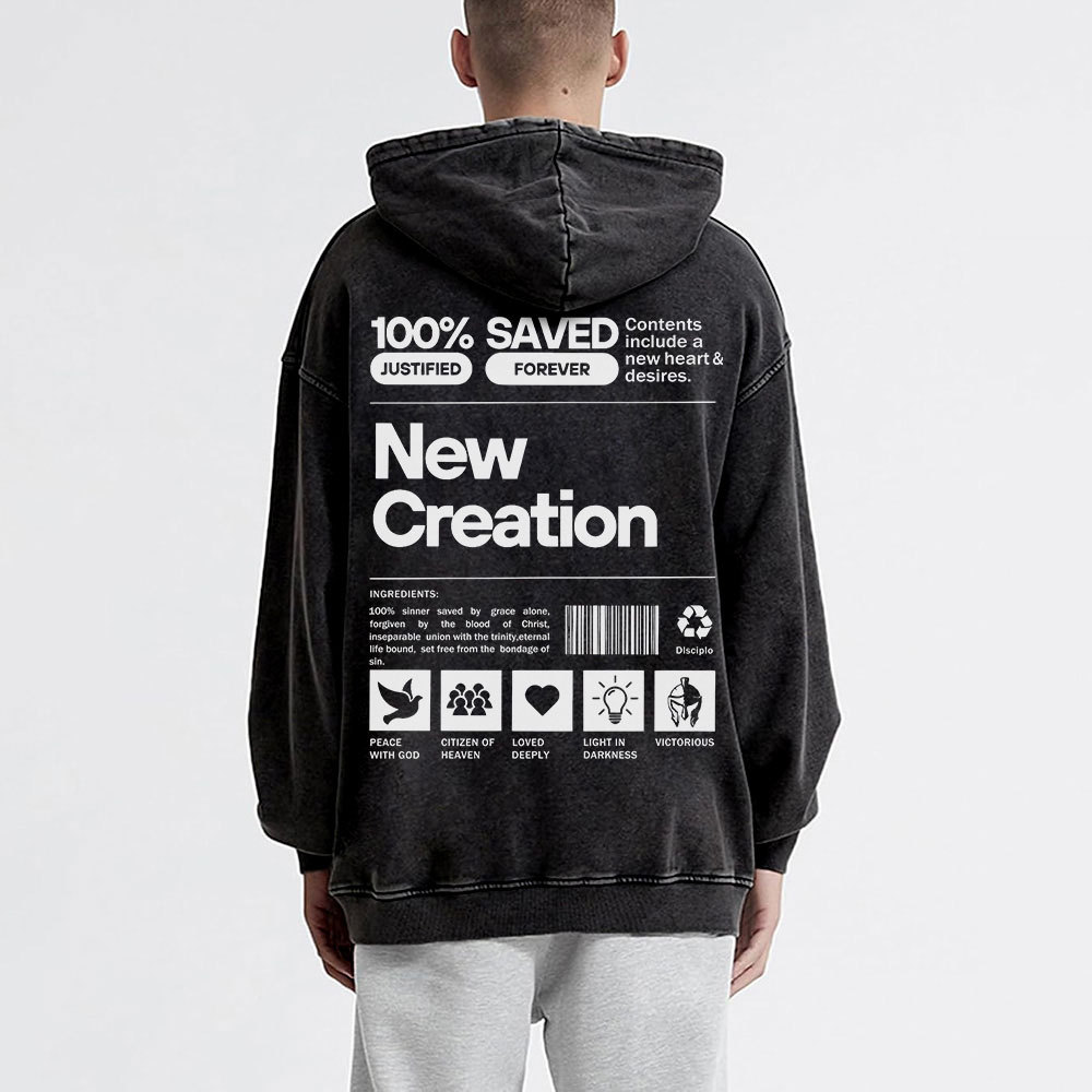 100% Saved Christian Washed Hoodie 