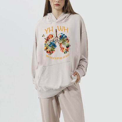 YHWH Our Breath Speaks His Name Christian Washed Hoodie 