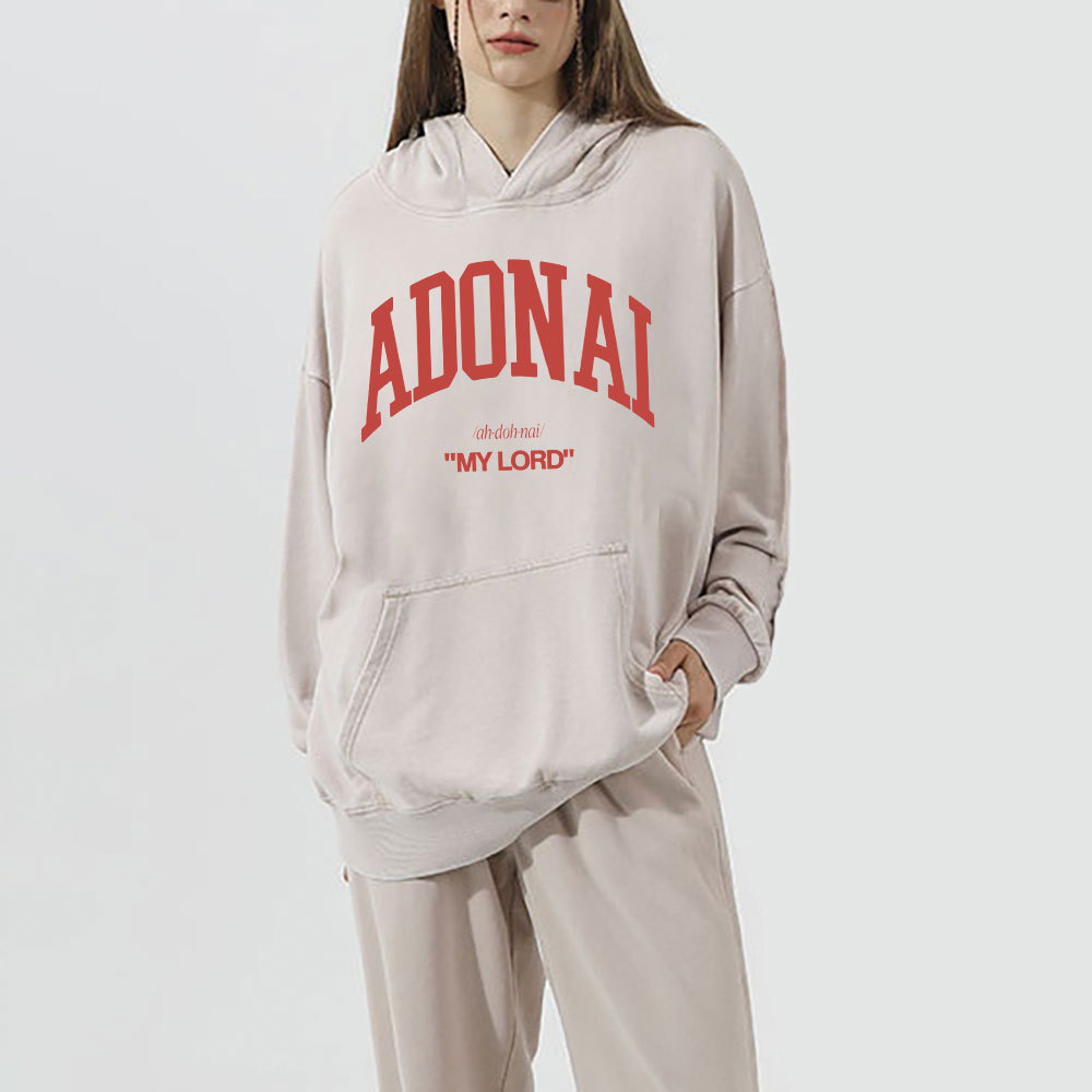 ADONAI My Lord Christian Washed Hoodie 