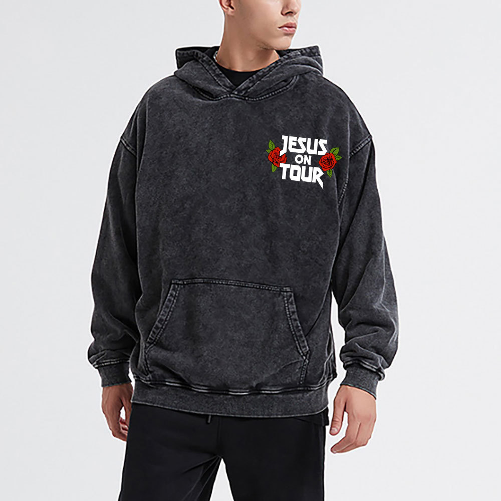 Jesus On Tour Christian Washed Hoodie