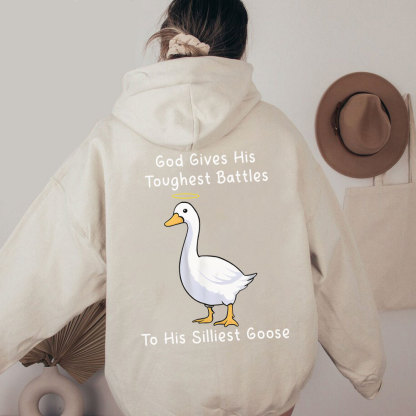 God Gives His Toughest Battles To His Silliest Goose Christian Washed Hoodie