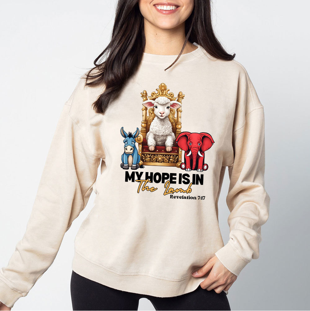 My Hope Is In The Lamb Christian Washed Sweatshirt