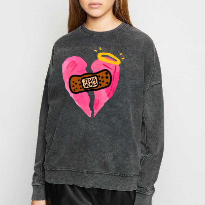 Jesus Heals Christian Washed Sweatshirt