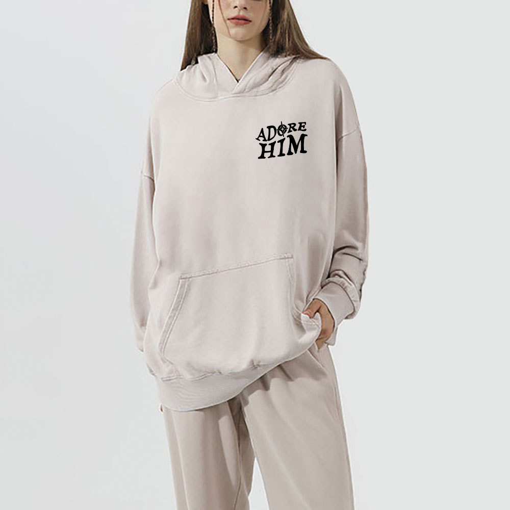 Let Us Adore Him Christian Washed Hoodie