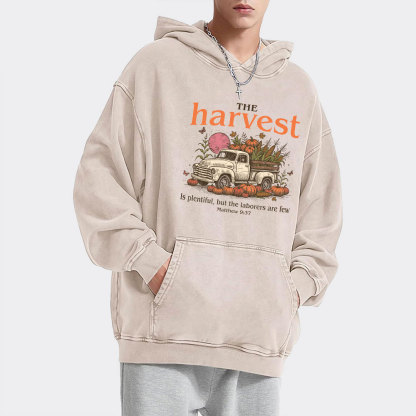 The Harvest Is Plentiful Christian Washed Hoodie