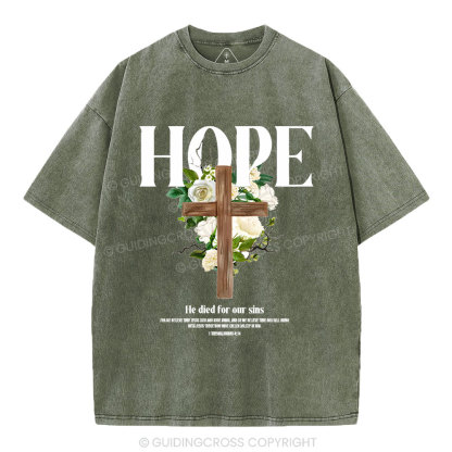 He Died For Our Sins Christian Washed T-Shirt