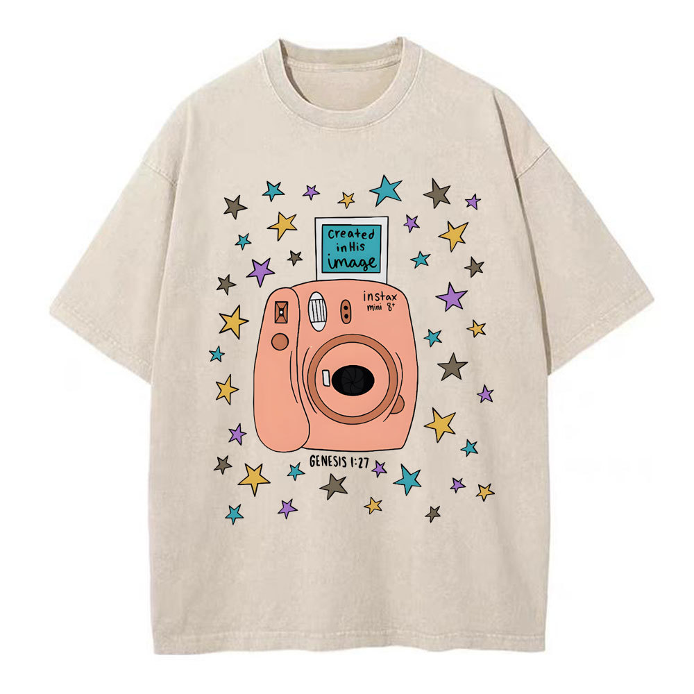 Created In His Image Christian Washed T-Shirt