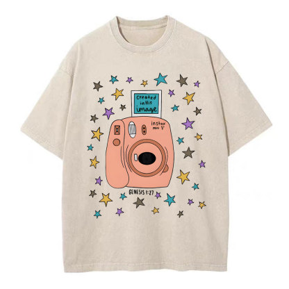 Created In His Image Christian Washed T-Shirt