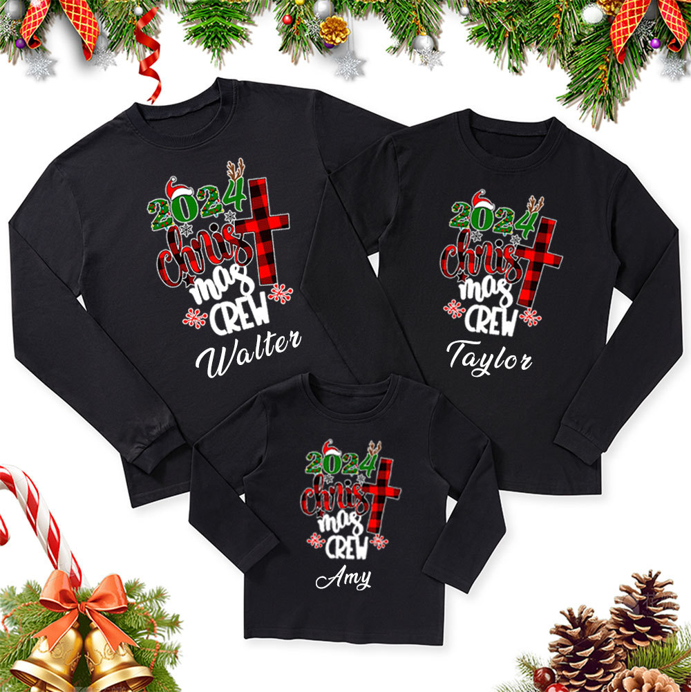 Personalized Christmas Crew Christmas Family Matching Long Sleeve T-Shirt