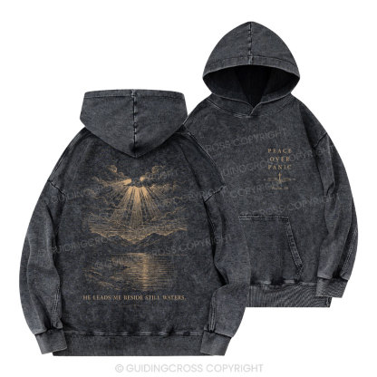 Peace Over Panic Christian Washed Hoodie