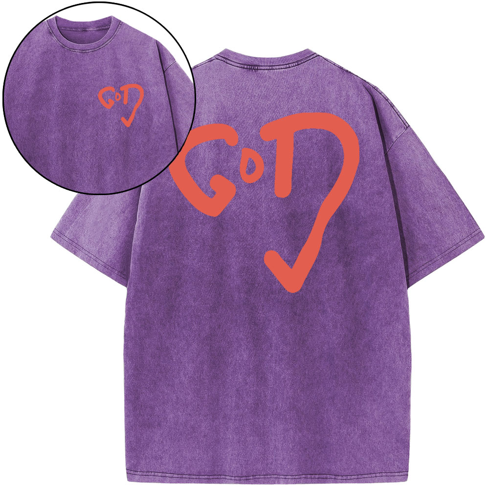 God Heart Christian Washed T-Shirt