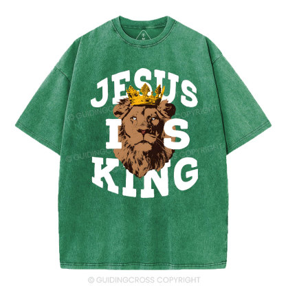 Jesus Is King Christian Washed T-Shirt