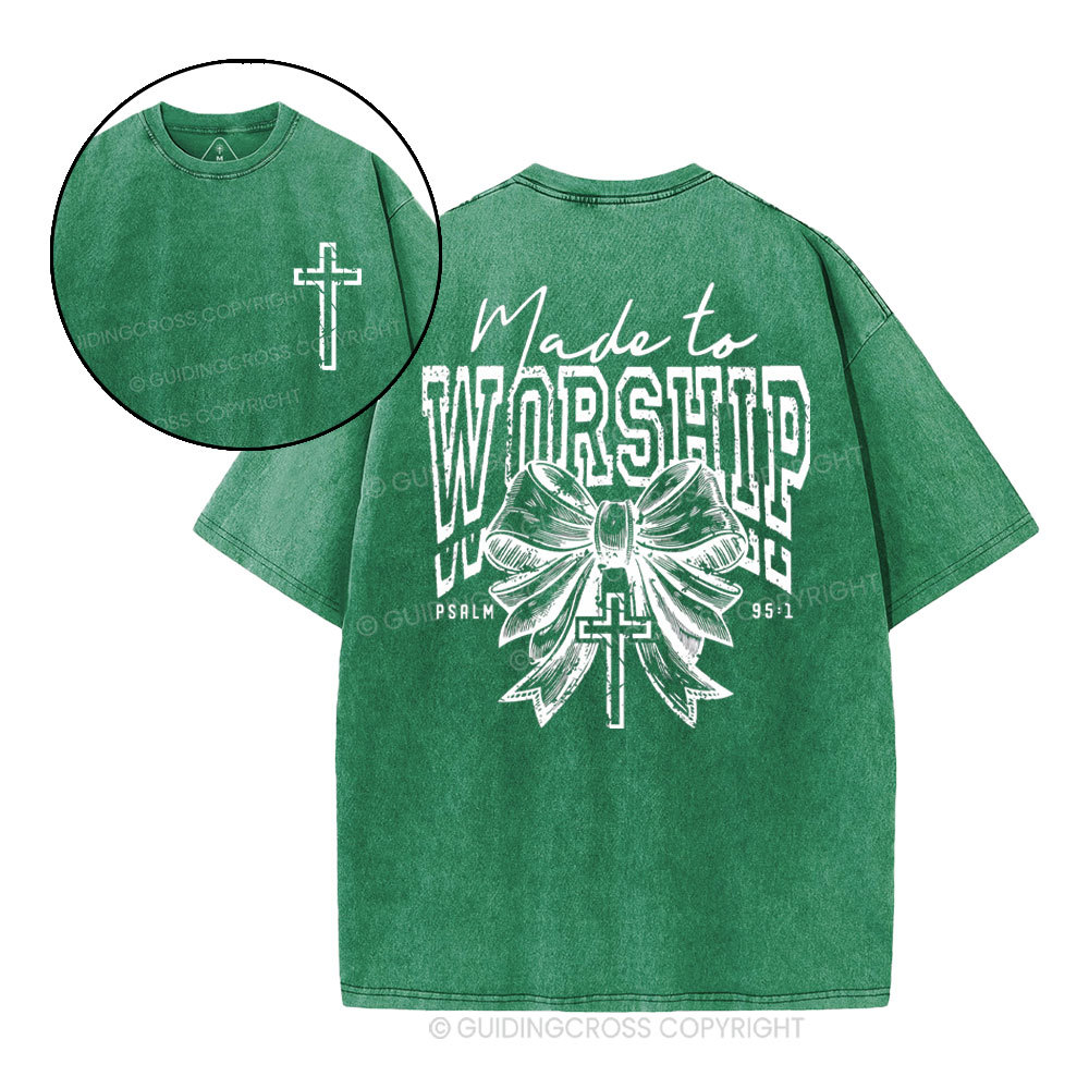 Made To Worship Bow Christian Washed T-Shirt