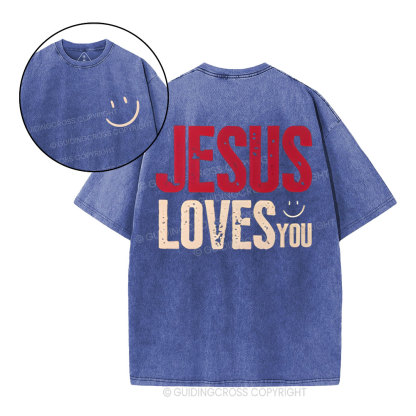 Jesus Loves You Christian Washed T-Shirt