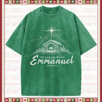 Emmanuel Christmas Christian Washed T-Shirt