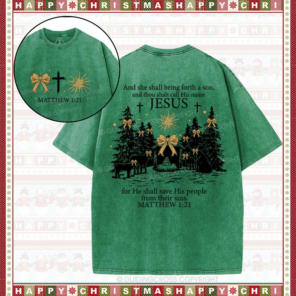 Jesus Nativity Christmas Christian Washed T-Shirt