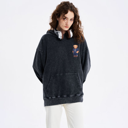 Faithful Polo Bear By Guidingcross Christian Washed Hoodie