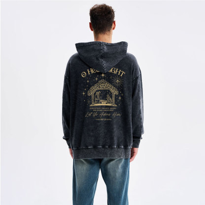 O Holy Night Let Us Adore Him Christian Washed Hoodie