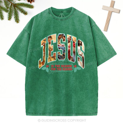 Jesus Is The Reason Christian Christmas Washed T-Shirt