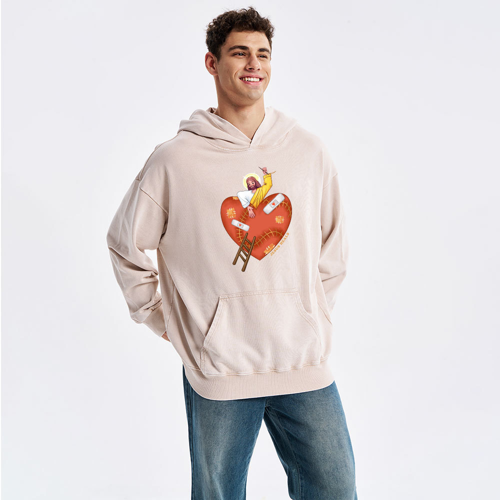 Jesus Heals Christian Washed Hoodie