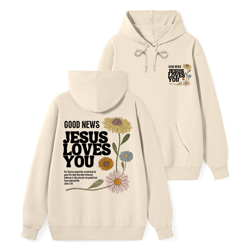 Good News Jesus Loves You Classic Christian Hoodie