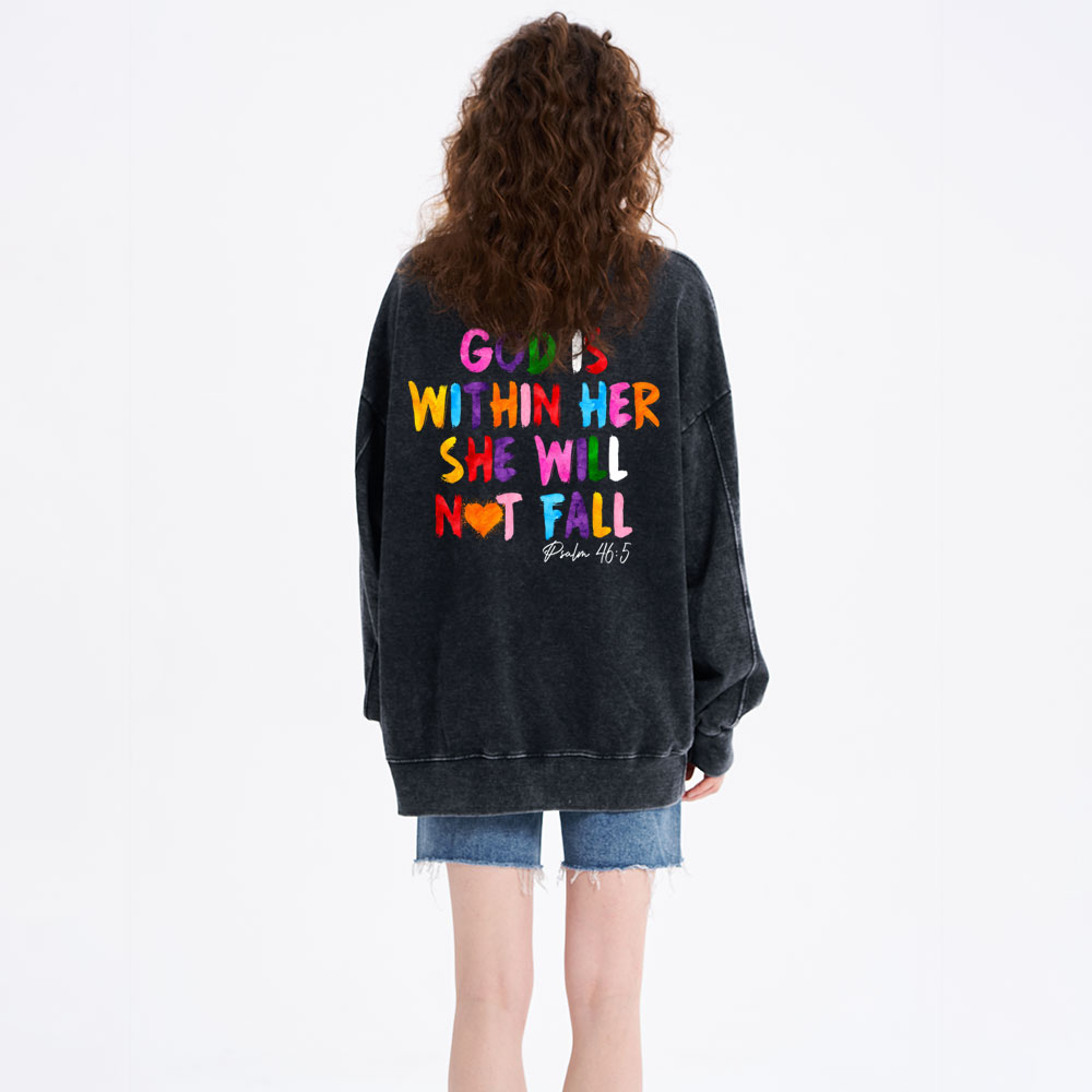 God Is Within Her Christian Washed Sweatshirt