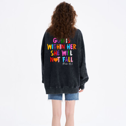 God Is Within Her Christian Washed Sweatshirt